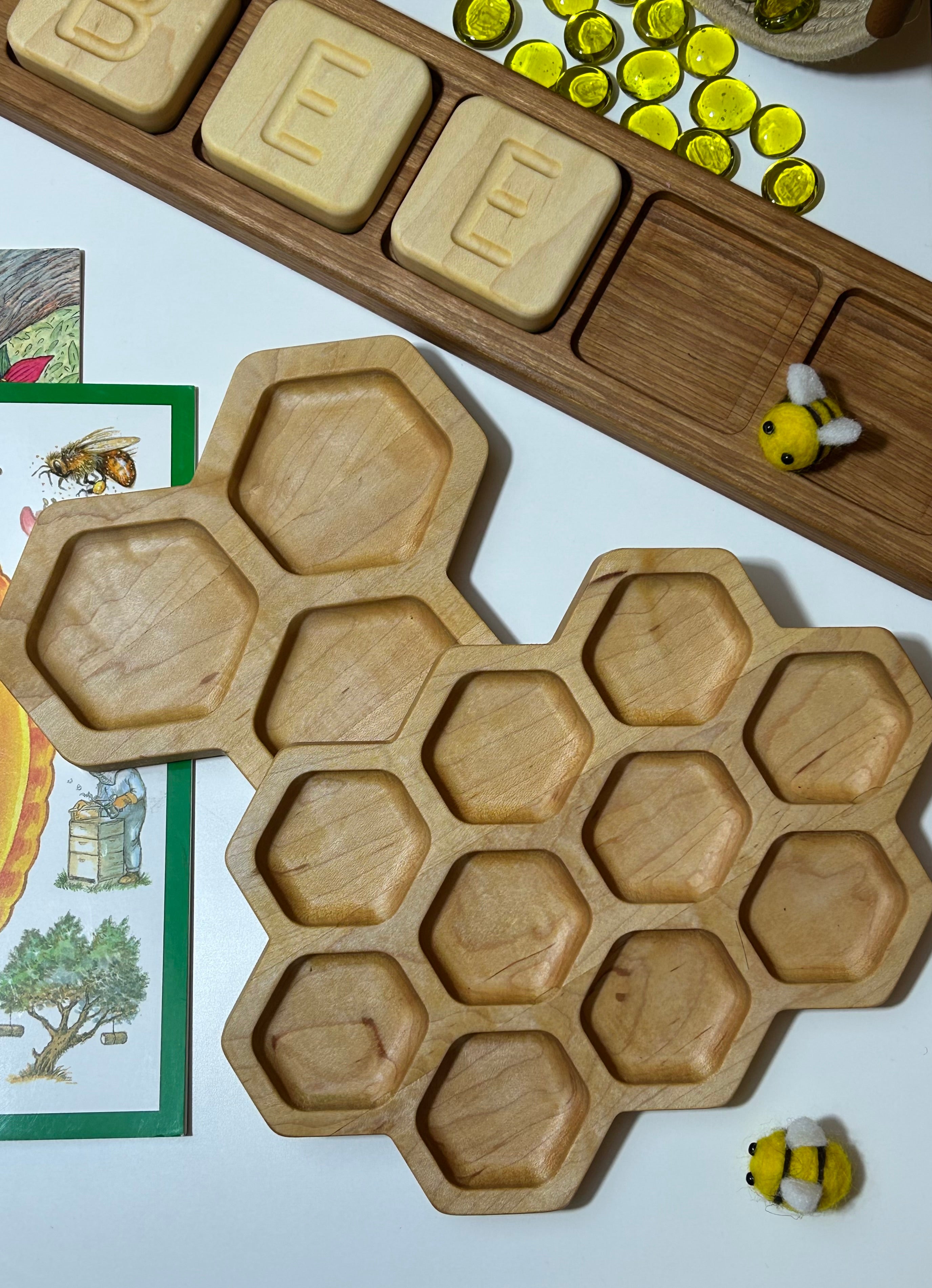 Large Honeycomb Wooden Sensory Tray - 10 comb