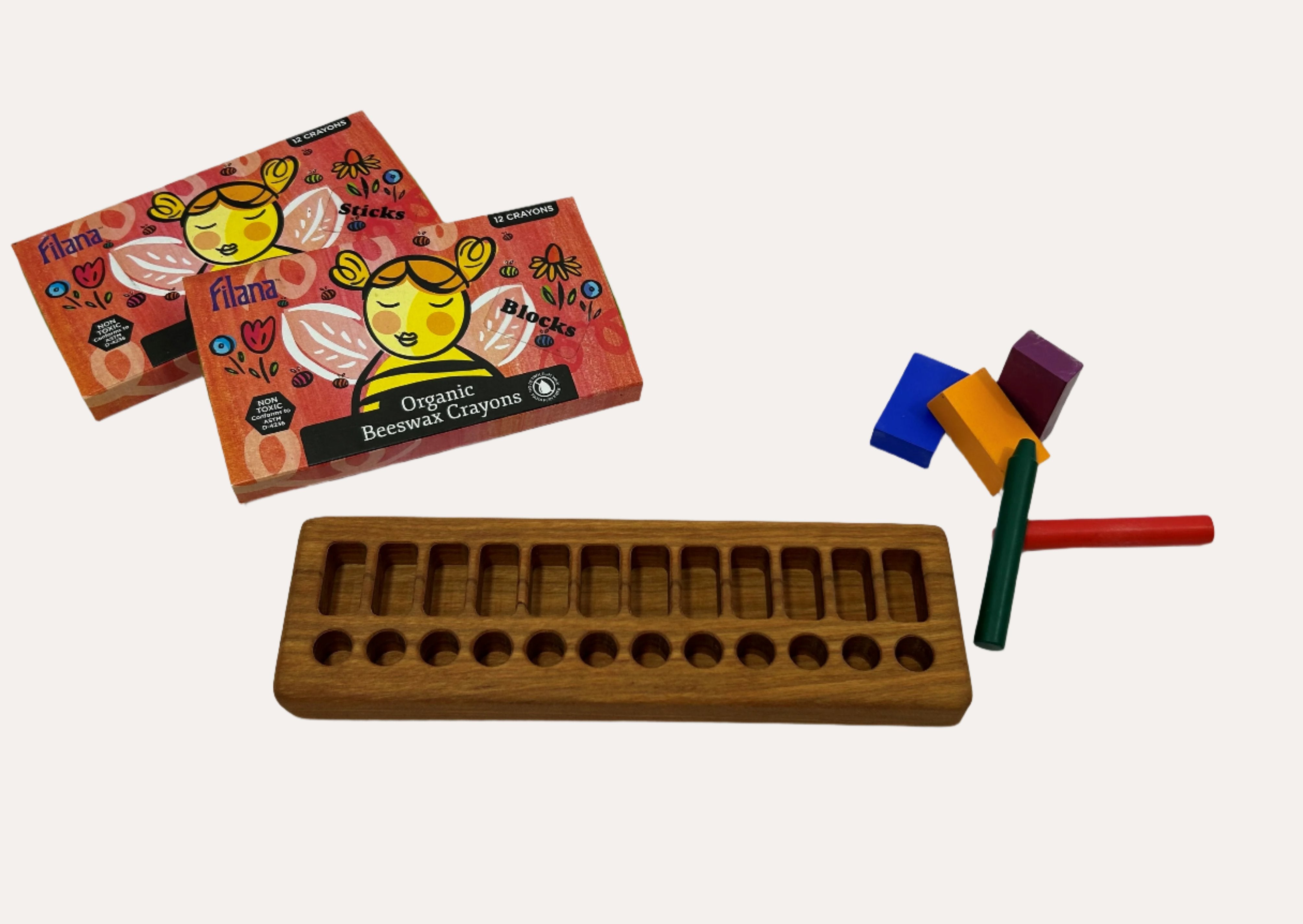 Wooden Crayon Holder - Rectangle