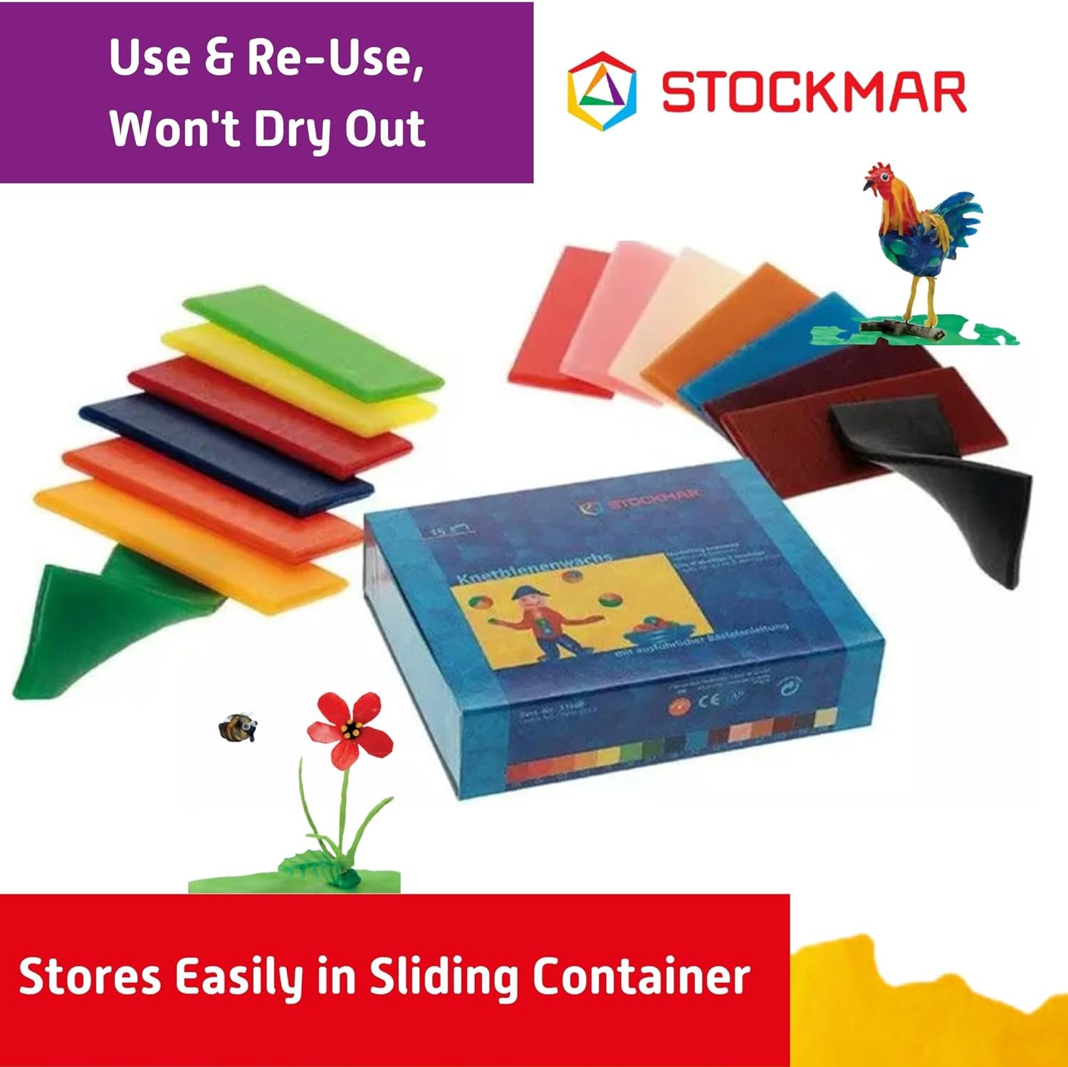STOCKMAR Modeling Beeswax Set of 15 assorted colors